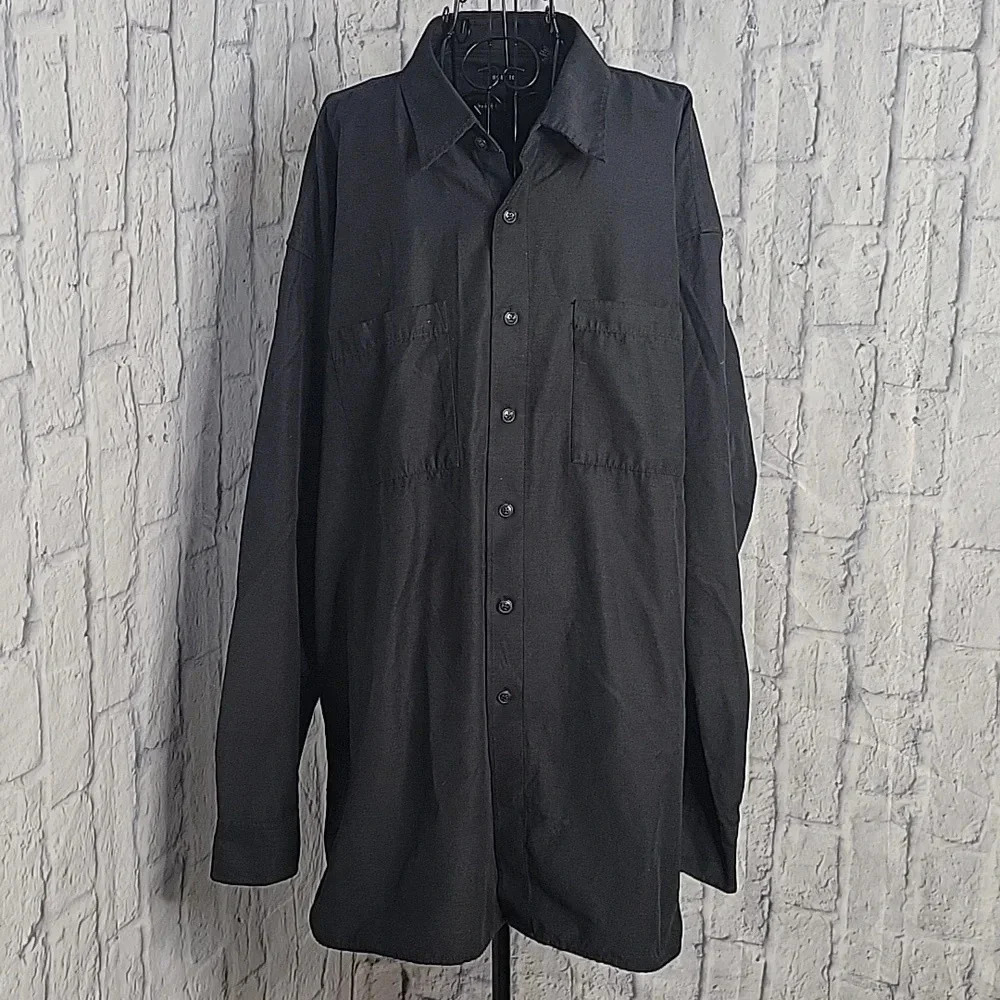 PERRY ELLIS AMERICA Sueded‎ Black Dress Shirt Size 2X